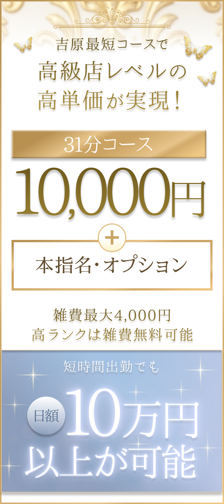 吉原最短コースで 高級店レベルの 高単価が実現！